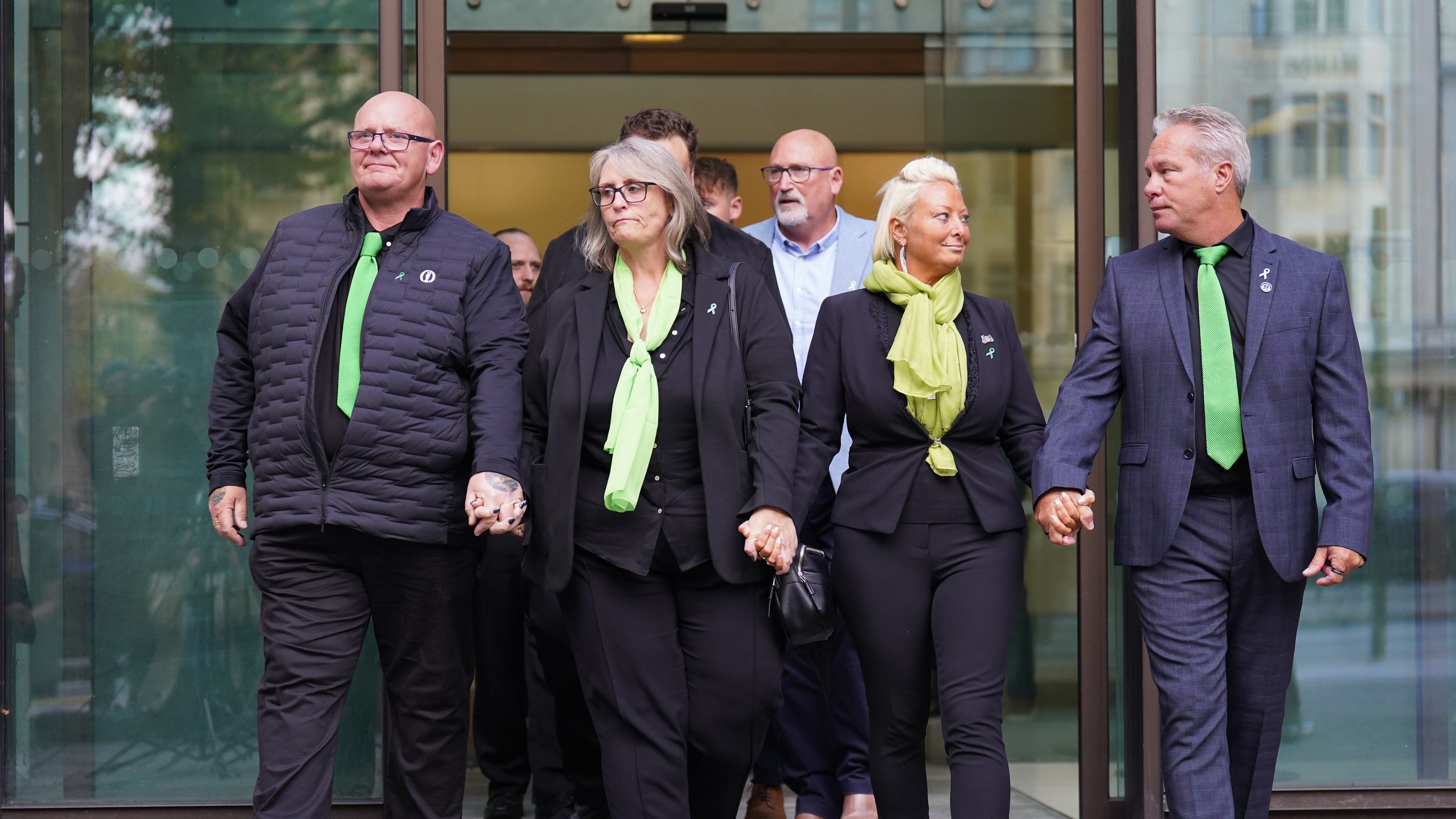 Harry Dunn’s father Tim Dunn (left) and mother Charlotte Charles (second from right) paid emotional tributes to their son at his inquest on Monday