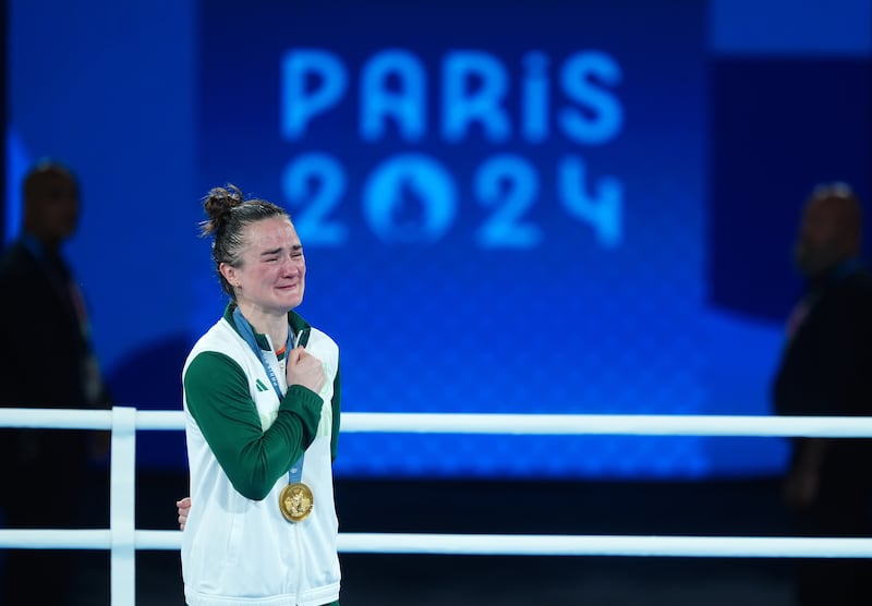 Ireland’s Kellie Harrington with her boxing gold medal after winning in the women’s 60kg final