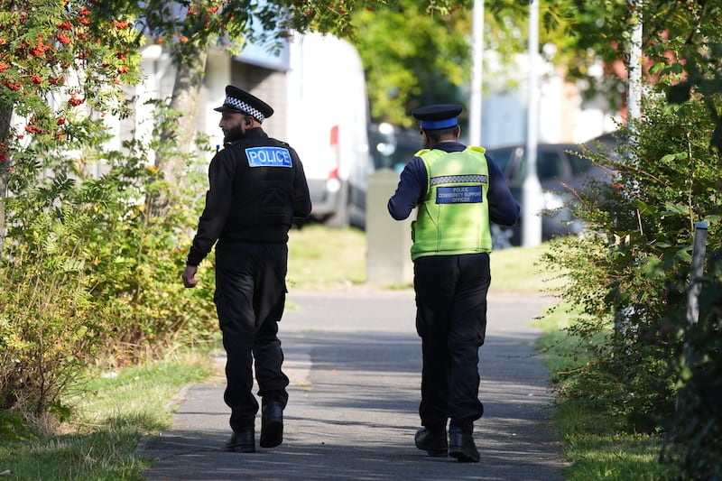 Police officers at Leabank, Luton