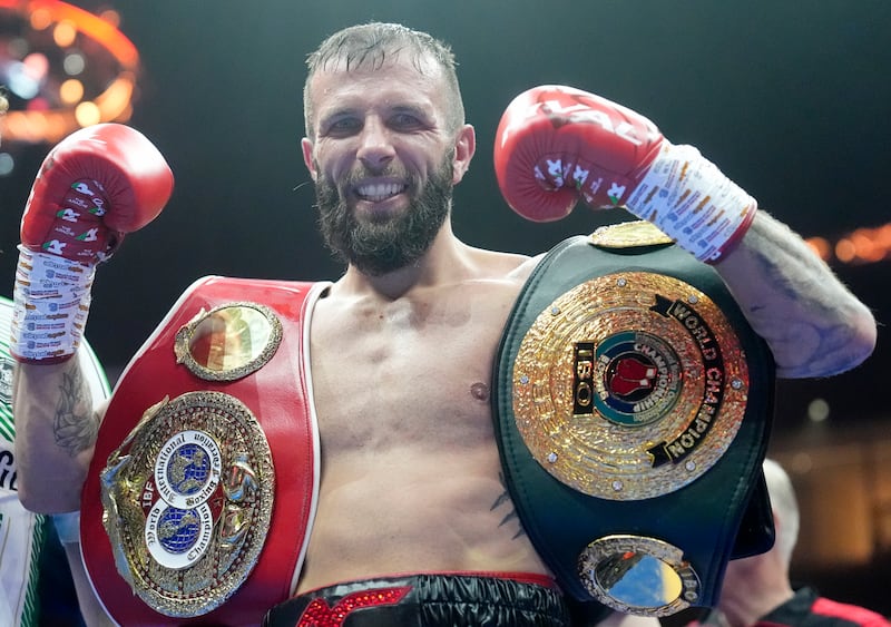 Anthony Cacace celebrates winning the IBF super-featherweight title with a stoppage win against Joe Cordina. Picture: Nick Potts/PA Wire.