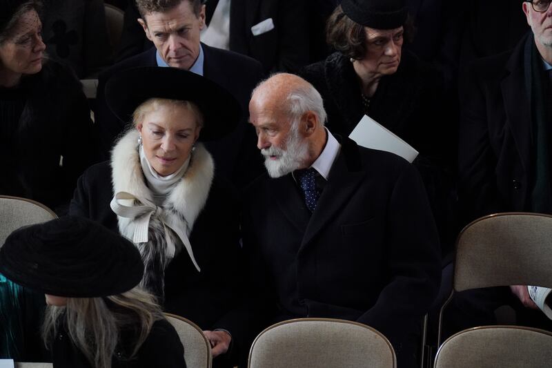 Princess Michael of Kent and Prince Michael of Kent attending a thanksgiving service for the life of King Constantine of the Hellenes