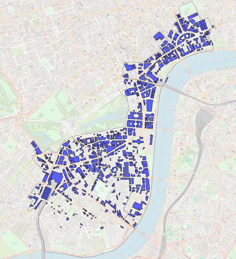 Indicative map based on DESNZ modelling showing which buildings could connect to SWAN