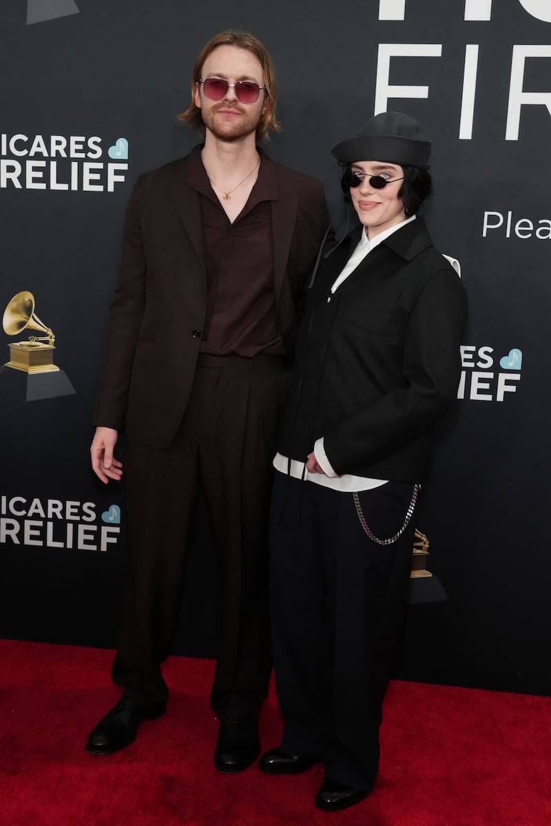 Finneas O’Connell and Billie Eilish at the 67th annual Grammy Awards (Jordan Strauss/Invision/AP)