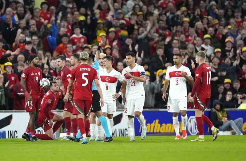 Baris Alper Yilmaz was sent off in Wales’ 0-0 draw with Turkey