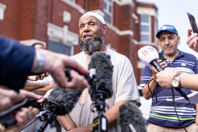 Ibrahim Hussein spoke to reporters outside Southport mosque