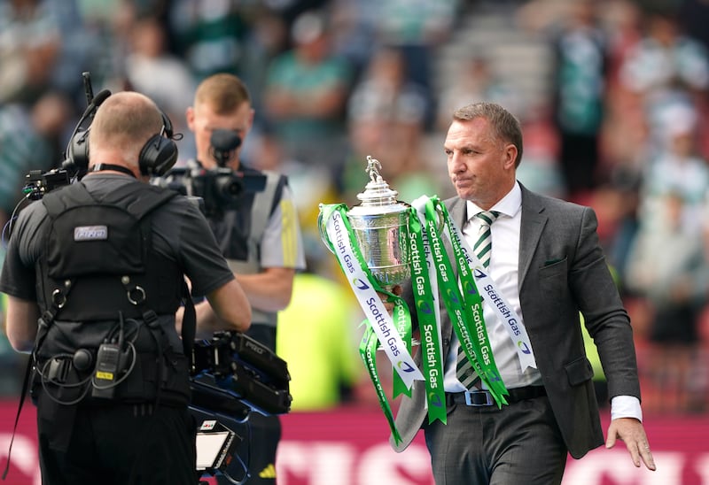 Brendan Rodgers with the Scottish Cup last season