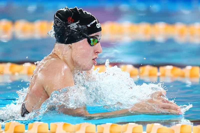 COUVA, TRINIDAD AND TOBAGO - AUGUST 09: Ellie McCartney of Team Northern Ireland competes in the swimming on day five  of the 2023 Youth Commonwealth Games at National Aquatic Centre on August 09, 2023 in Couva, Trinidad And Tobago. (Photo by Matt McNulty/Getty Images for Commonwealth Sport)