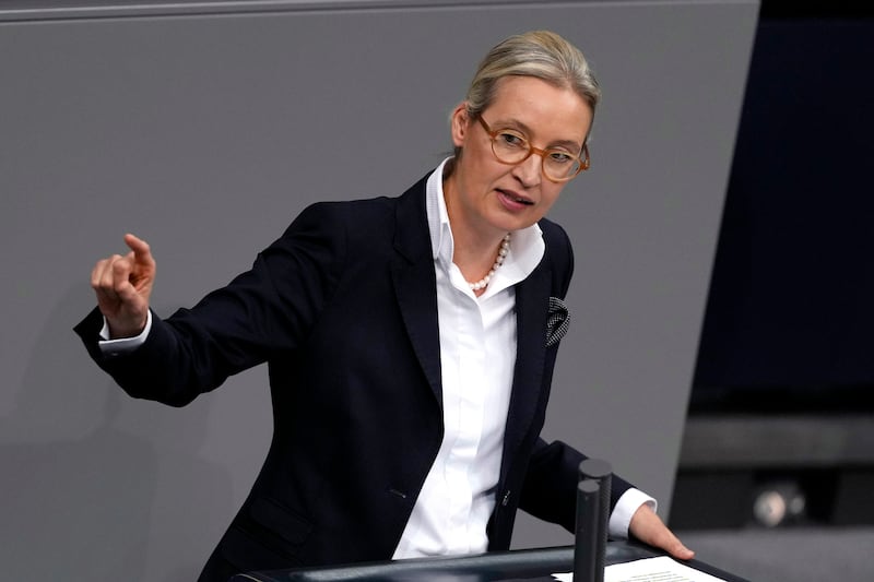 Leader of right-wing AfD Alice Weidel (Markus Schreiber/AP)