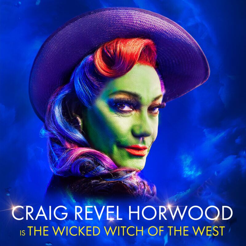 Craig Revel Horwood looking stunning in green ready for the role of The Wicked Witch of The West in The Wizard of Oz
