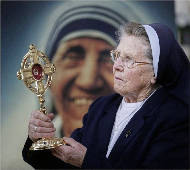 Sister Majella during the Veneration of the Relic of St Teresa of Calcutta at St Patrick&#39;s Church in Donegall Street in Belfast. Picture by Hugh Russell. 