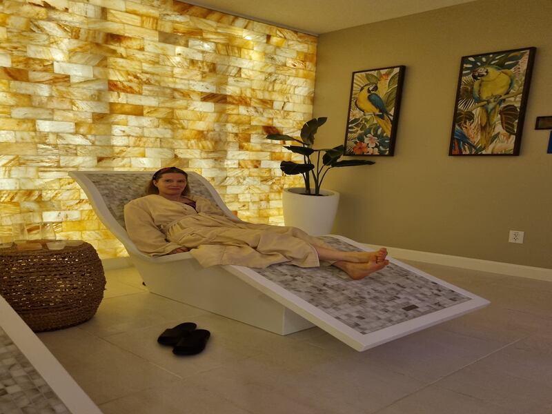 Kirsty Masterman relaxing at the spa