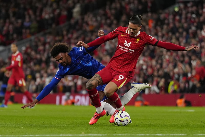 Renato Veiga came on as a substitute during Chelsea’s 2-1 defeat to Liverpool at Anfield