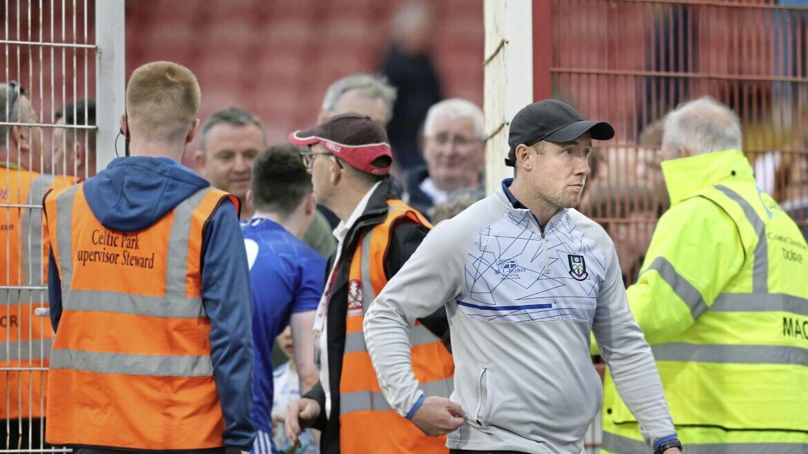 Monaghan manager Vinny Corey after the draw with Derry in Celtic Park. Pic: Margaret McLaughlin 