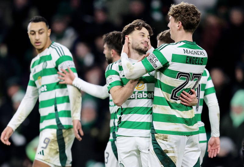 Nicolas Kuhn (centre) struck twice as Celtic returning to winning ways