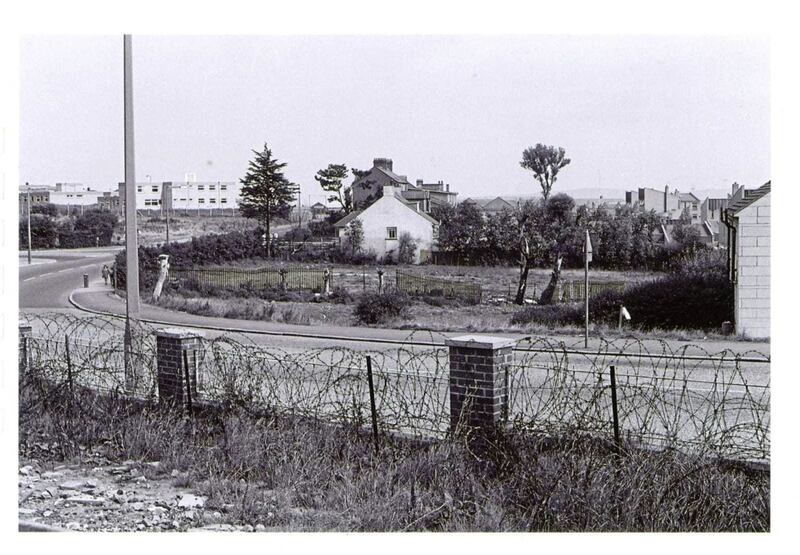 Waste ground where Danny Teggart, Joan Connolly, Joseph Murohy and Noel Phillips were shot. This picture was taken from the army barracks. 