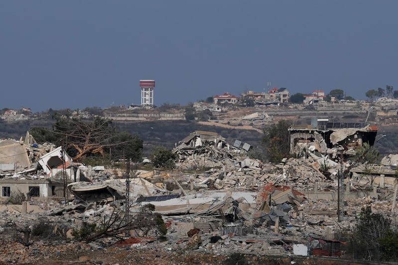 Destroyed buildings in an area next to the Israeli-Lebanese border (Matias Delacroix/AP)