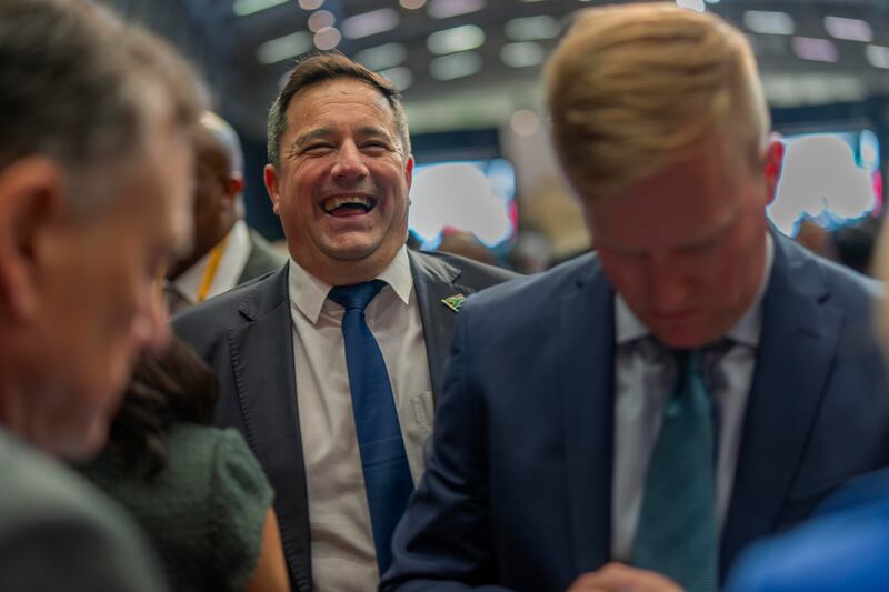 Democratic Alliance leader John Steenhuisen at the end of the swearing-in ceremony for members of parliament in Cape Town, South Africa (Jerome Delay/AP)