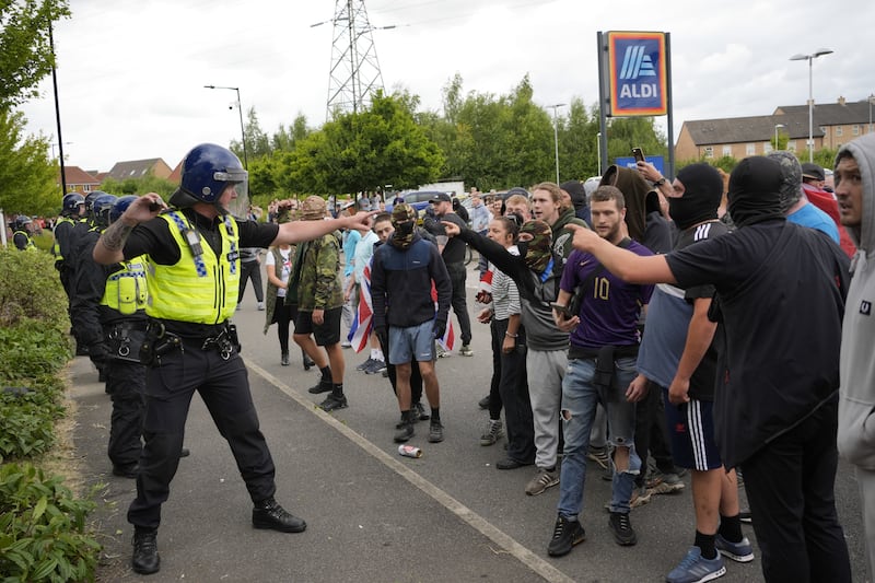 Lynch was part of a mob which goaded police outside the Holiday Inn Express, Rotherham