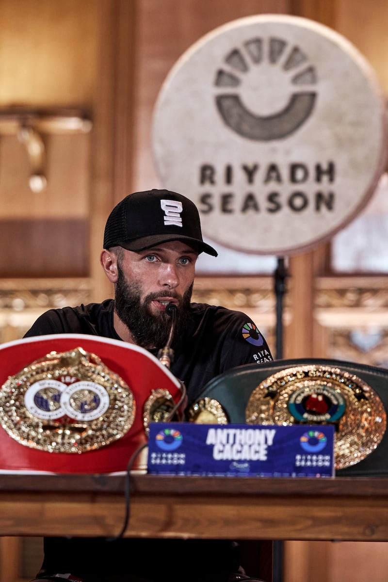 Anthony Cacace was calm and relaxed at the pre-fight press conference in London. 
Picture: Mark Robinson Matchroom Boxing