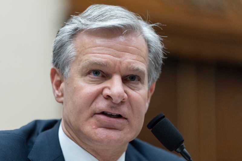 The House committee has been hearing evidence from FBI director Christopher Wray on the shooting (Manuel Balce Ceneta/AP)