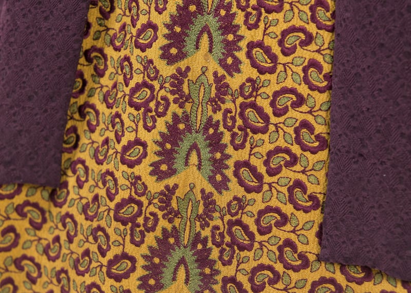 A close-up of a gown worn by Natalie Portman in Attack of the Clones