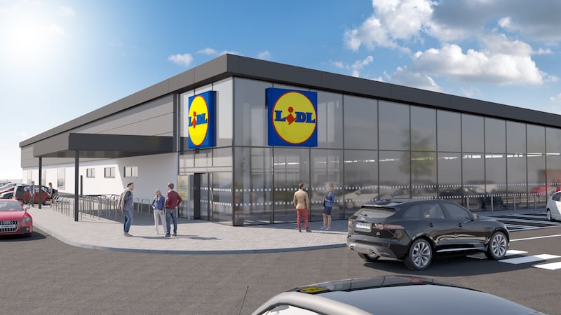 A digitally rendered impression of Lidl's new Stewartstown Road store in Belfast.