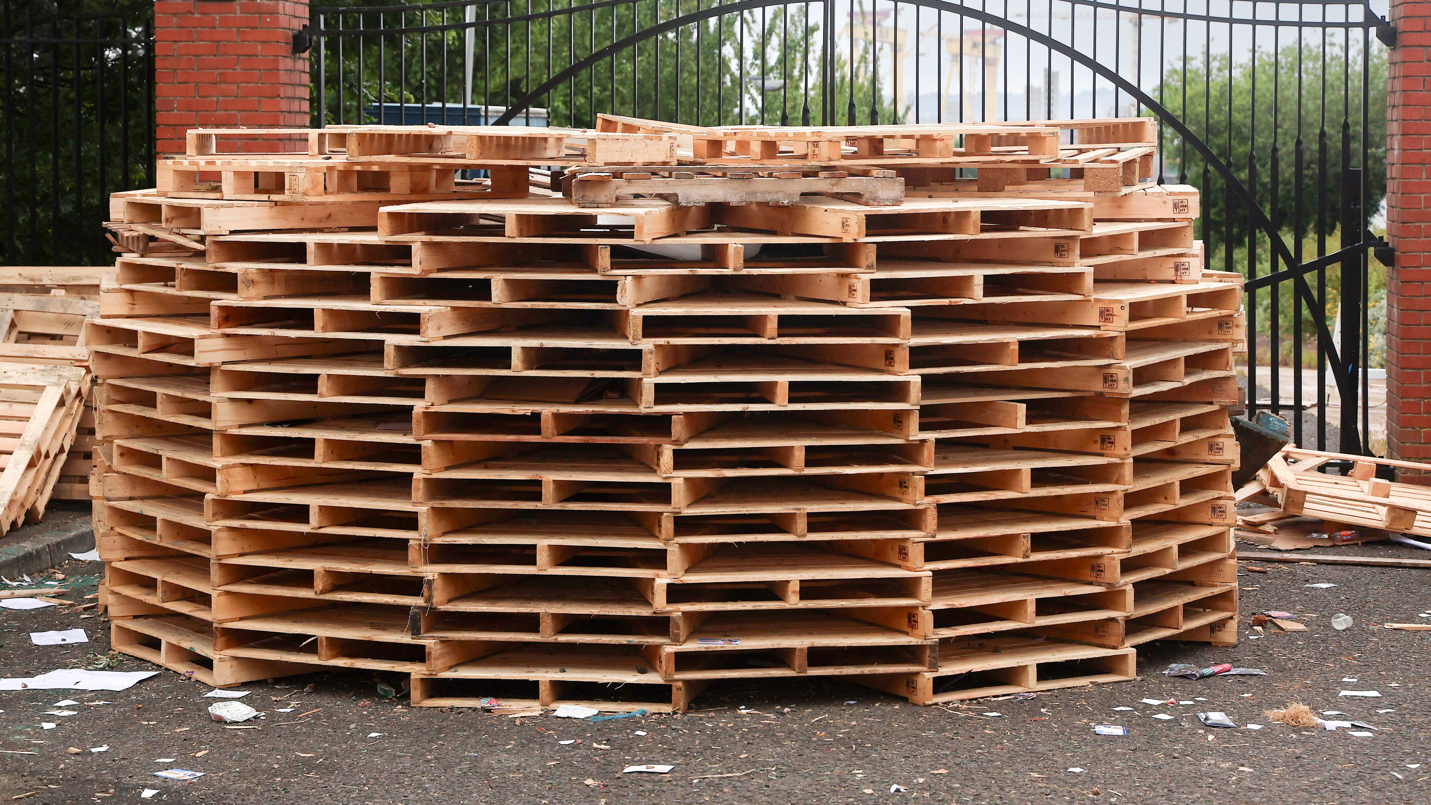 Pallets gathered for a bonfire on Edlingham Street near the Duncairn interface in North Belfast. NO BYLINE