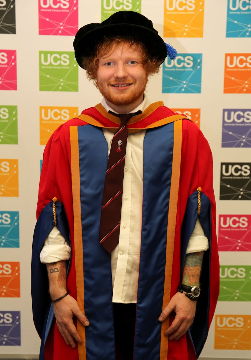 Ed Sheeran has an honorary degree from the University of Suffolk for his ‘outstanding contribution to music’