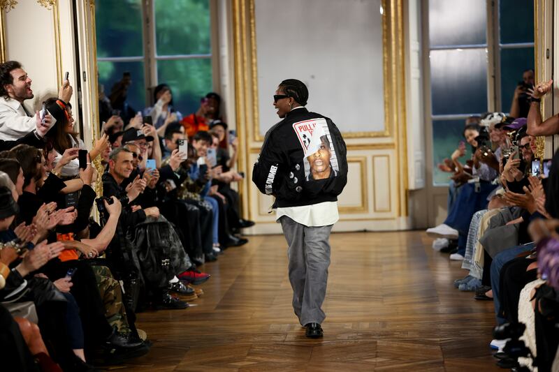 ASAP Rocky on the catwalk at the fashion show (Vianney Le Caer/Invision/AP)