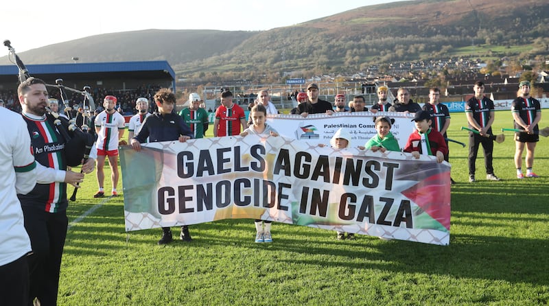 A Hurling for Gaza Allstar Exhibition game at Corrigan Park in Belfast  on Saturday, in Aid of the Gaza paediatric care initiative.
PICTURE COLM LENAGHAN