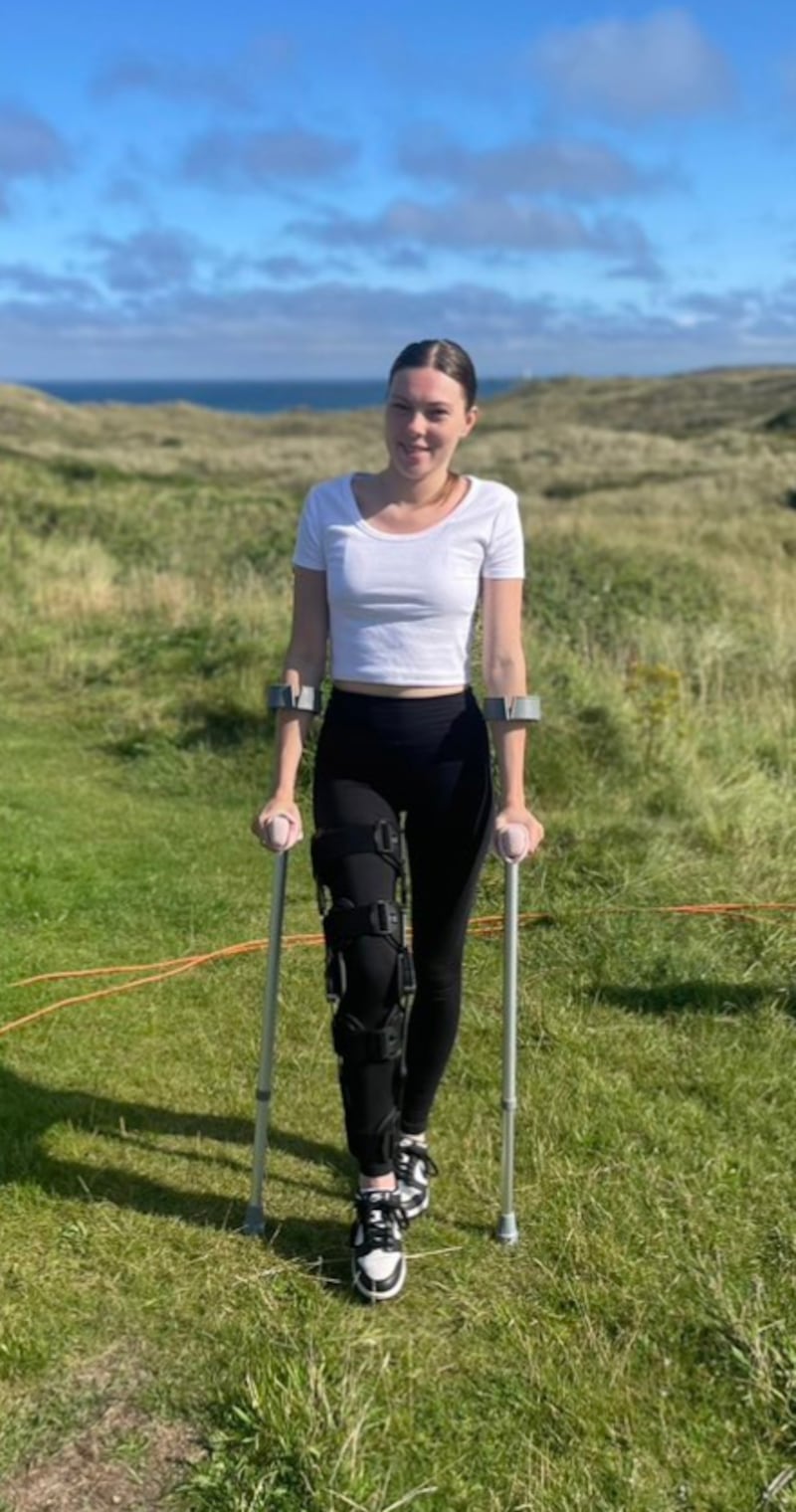 Jade Brooks was attending Boardmasters festival on Friday when ‘around 10 people’ fell on her during a crowd crush and she suffered a fractured knee