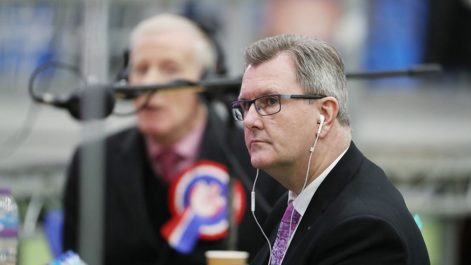 The DUP's Gregory Campbell and Jeffery Donaldson at Meadowbank Sports Arena in Magherafelt, Co Derry as counting begins Westminster election. Picture by Niall Carson/PA Wire&nbsp;