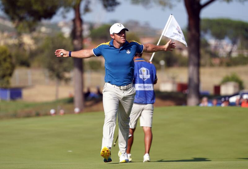 Rory McIlroy reacts during his victory