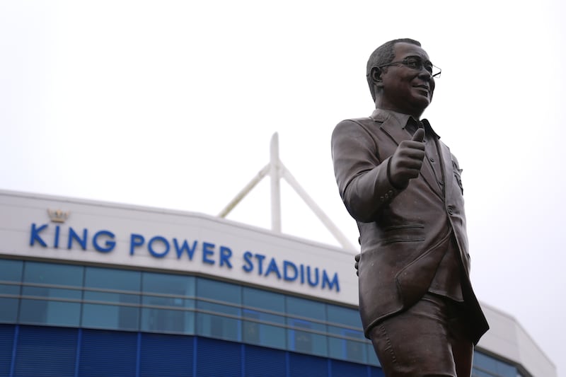 A statue of Vichai Srivaddhanaprabha at the King Power Stadium