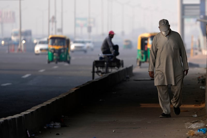 A man wears a face mask in New Delhi (Manish Swarup/AP)