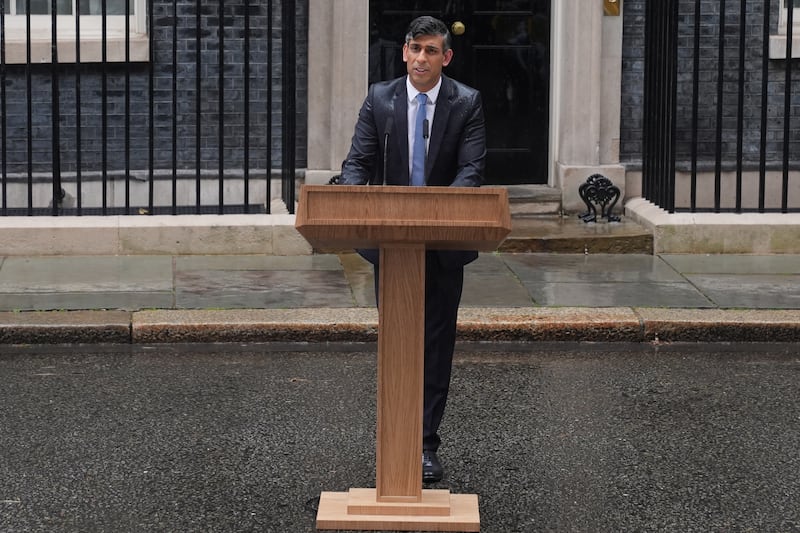 Prime Minister Rishi Sunak had to contend with the rain as he announced the election date