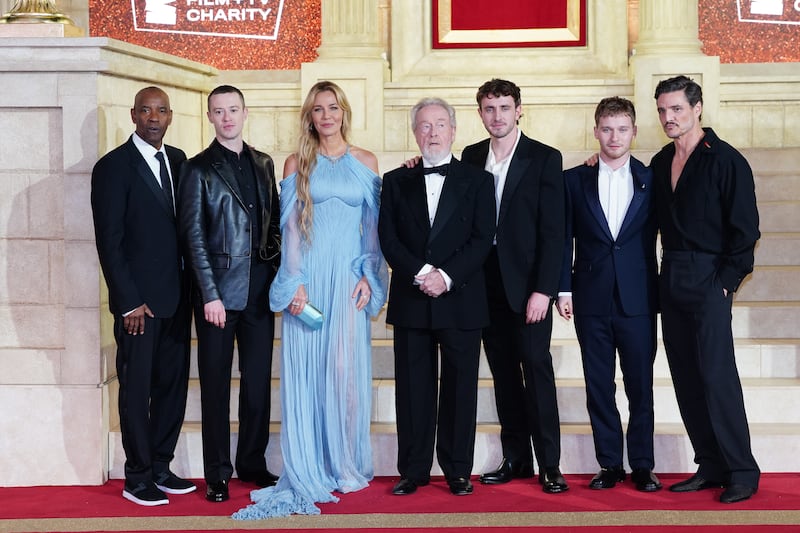 Denzel Washington, Joseph Quinn, Connie Nielsen, Ridley Scott, Paul Mescal, Fred Hechinger and Pedro Pascal at the world premiere of Gladiator II