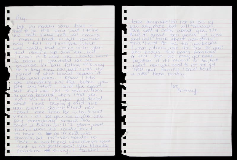 Britney Spears letter