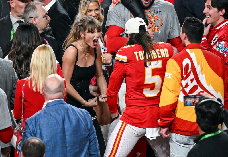 Taylor Swift celebrates the Kansas City Chiefs’ Super Bowl win