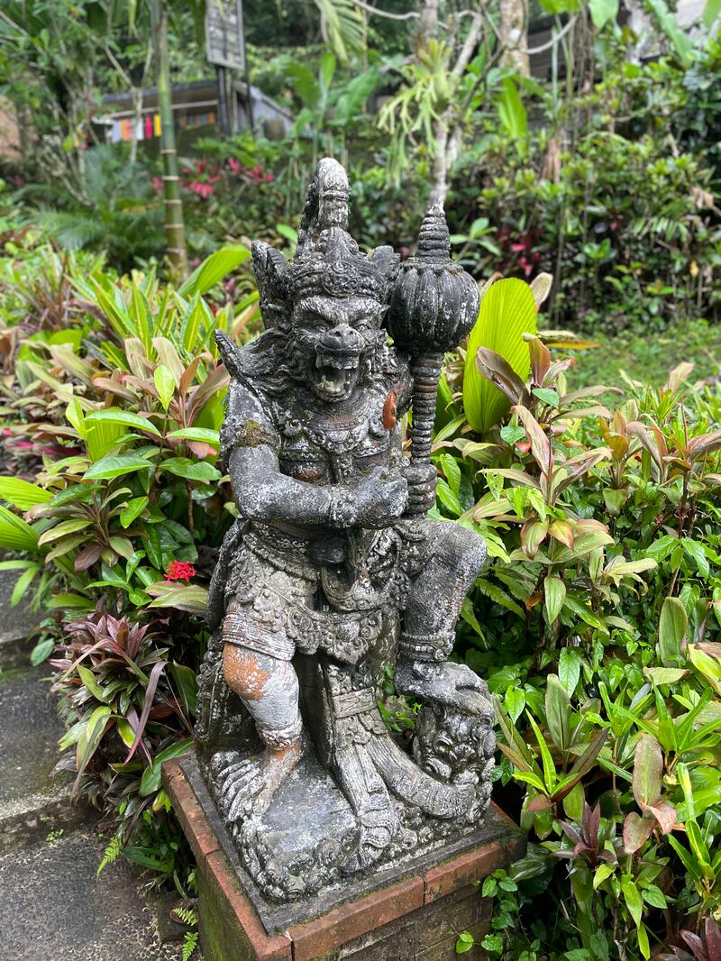 A ‘scary’ faced statue at the Gunung Kawi Sebatu Temple near to Ubud,