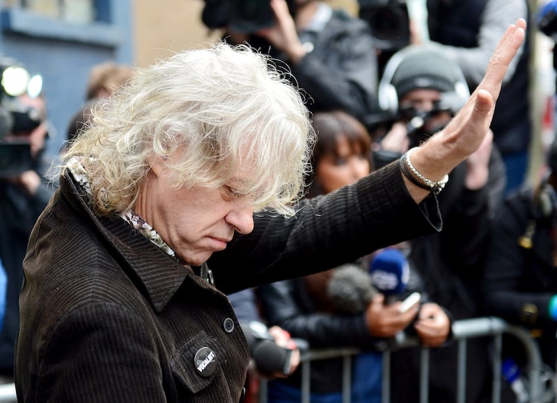 Bob Geldof arrives for the recording of the Band Aid 30 single at Sarm Studios in Notting Hill, London in 2014