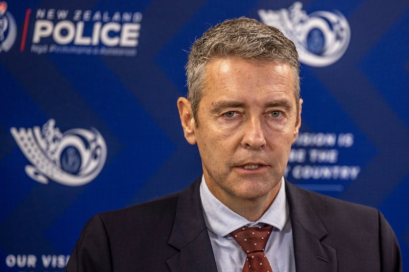 Acting detective inspector Andrew Saunders gives a media update on the search for Tom Phillips and his children (Mike Scott/AP)