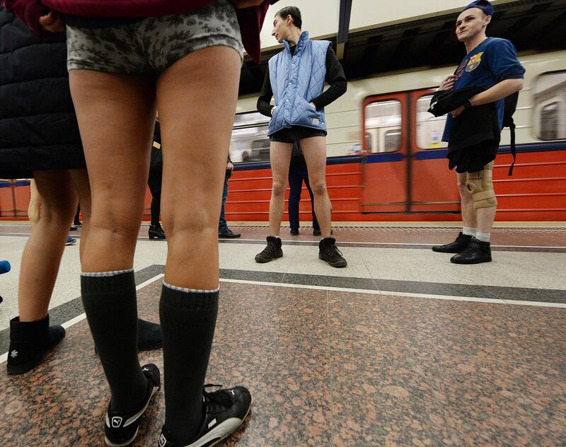 Participants in Warsaw with no pants on