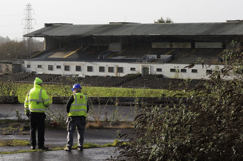 Workmen at Casement Park GAA stadium in Belfast