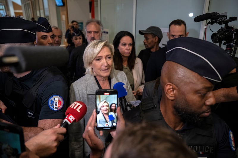 If convicted, Marine Le Pen could face up to 10 years in prison and fines of up to a million euros (Louise Delmotte/AP)