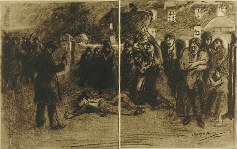 Among the dead in the Altnaveigh Massacre was James Lockhart. He was shot dead in front of his mother and his three young sisters after their house had been burned. Picture from the Illustrated London News report of the massacre. 