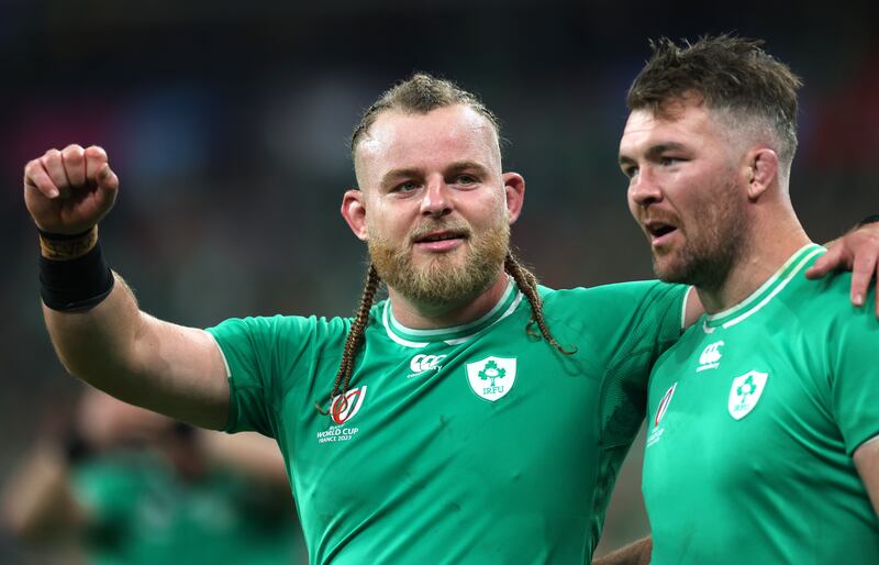 Prop Finlay Bealham, left, this week became a father, while regular Ireland captain Peter O’Mahony, right, has been given a weekend off