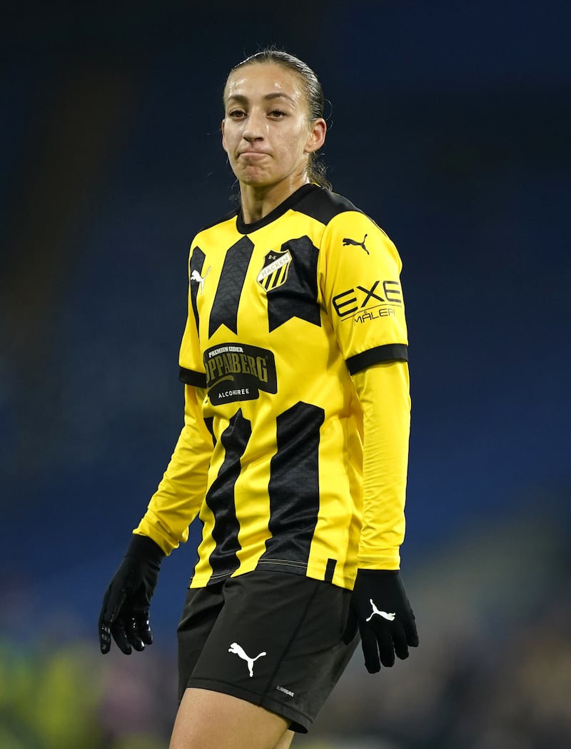 Arsenal forward Rosa Kafaji in action for Hacken last season