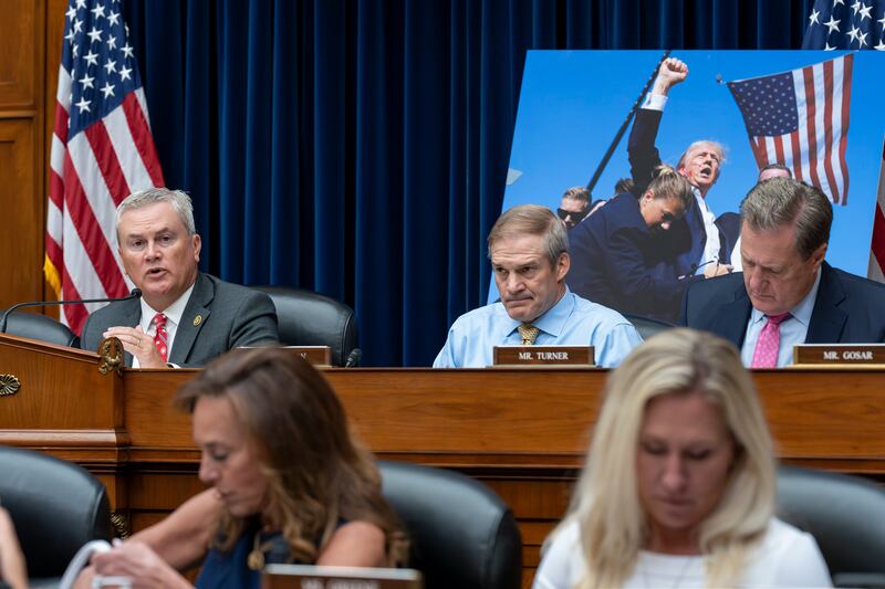 Members of the House Oversight and Accountability Committee prepare to question US Secret Service director Kimberly Cheatle about the attempted assassination (AP)