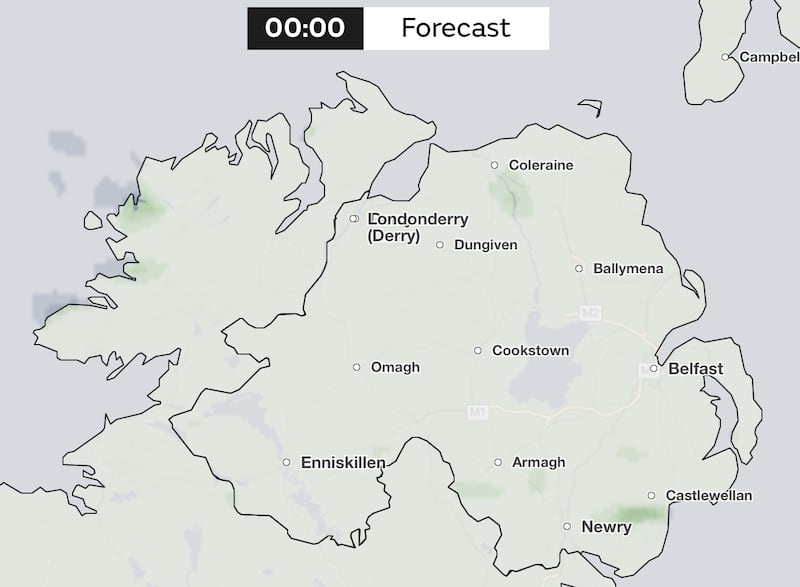 Cloud coverage at midnight tonight (Met Office)